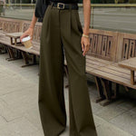 Women's High Waisted Wide Leg Pants with Belt Detail – Polished Office & Summer Pants