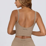 Women's Brown Marl Cropped Tank Top – Stretch Jersey Sleeveless Summer Top