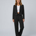Women's Pinstripe Blazer & Wide Leg Pants Co-ord Set – Tailored Two-Piece Suit