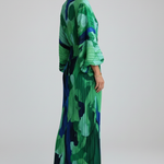 Women's Pleated V-Neck Maxi Dress in Green – Elegant Evening & Wedding Guest Dress