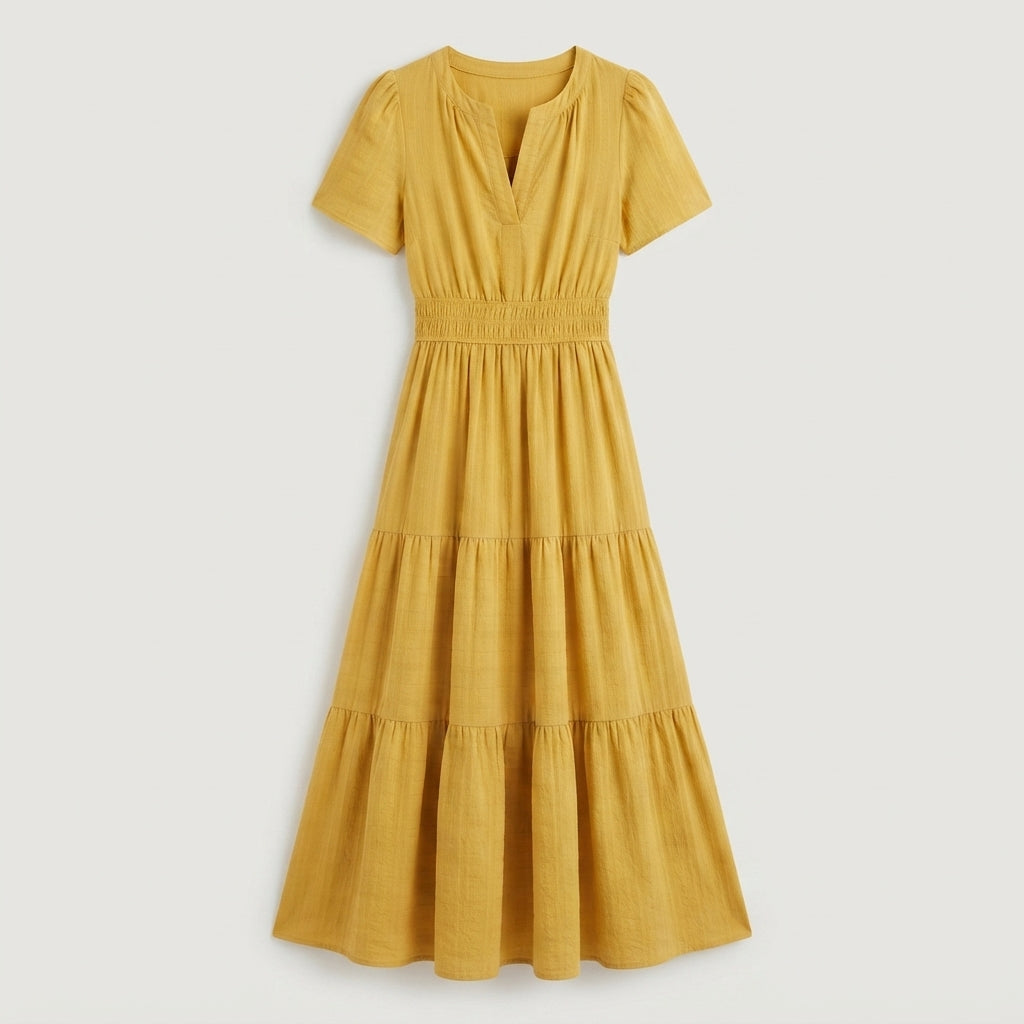 Women's Tiered Flutter Sleeve Maxi Dress – Flowing Summer Evening & Occasion Dress