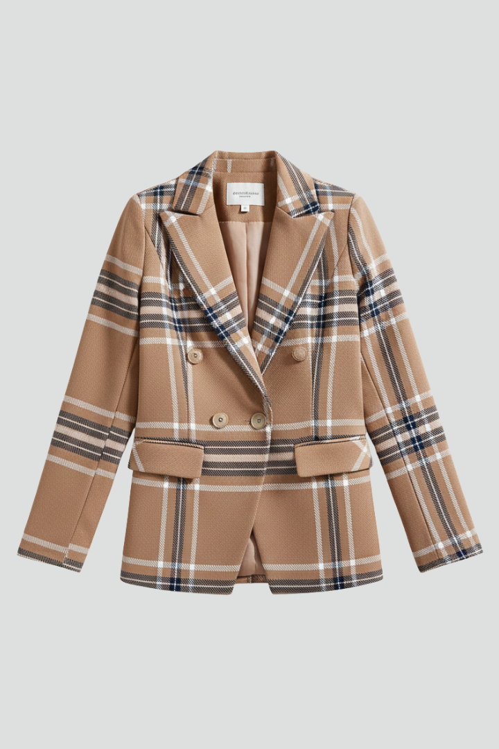 Women's Textured Blazer with Classic Lapels – Open Front Structured Jacket for Work & Events