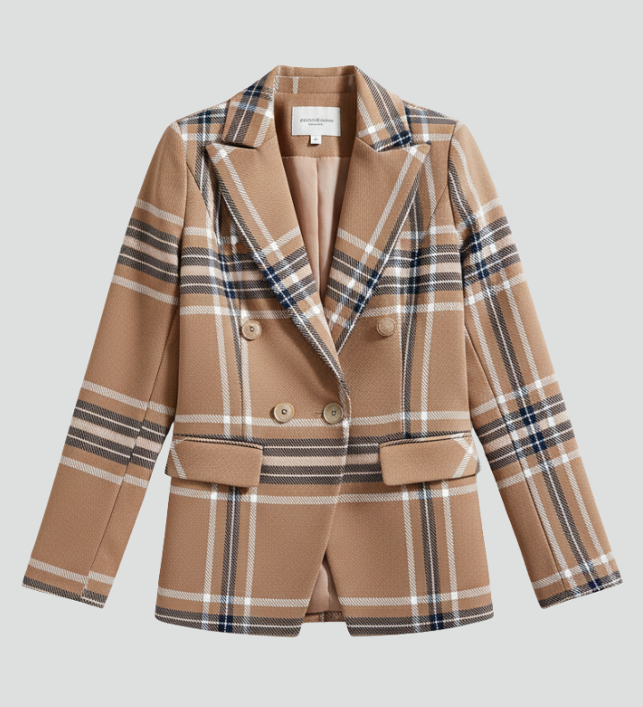 Women's Textured Blazer with Classic Lapels – Open Front Structured Jacket for Work & Events