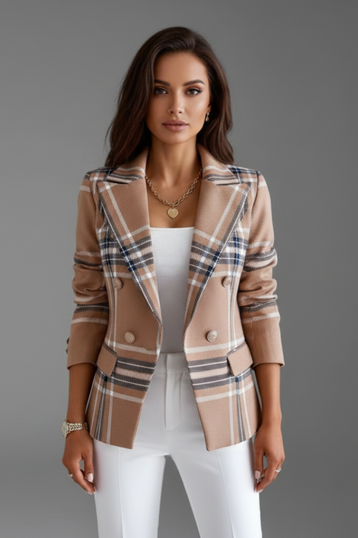 Women's Textured Blazer with Classic Lapels – Open Front Structured Jacket for Work & Events