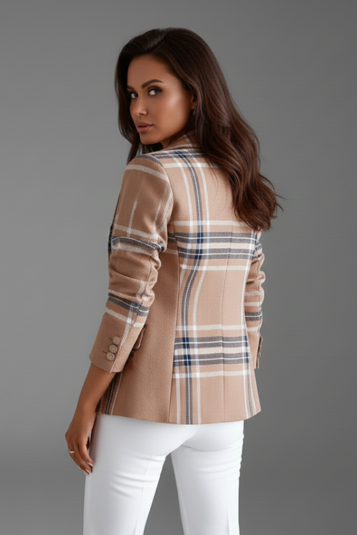 Women's Textured Blazer with Classic Lapels – Open Front Structured Jacket for Work & Events