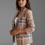 Women's Textured Blazer with Classic Lapels – Open Front Structured Jacket for Work & Events