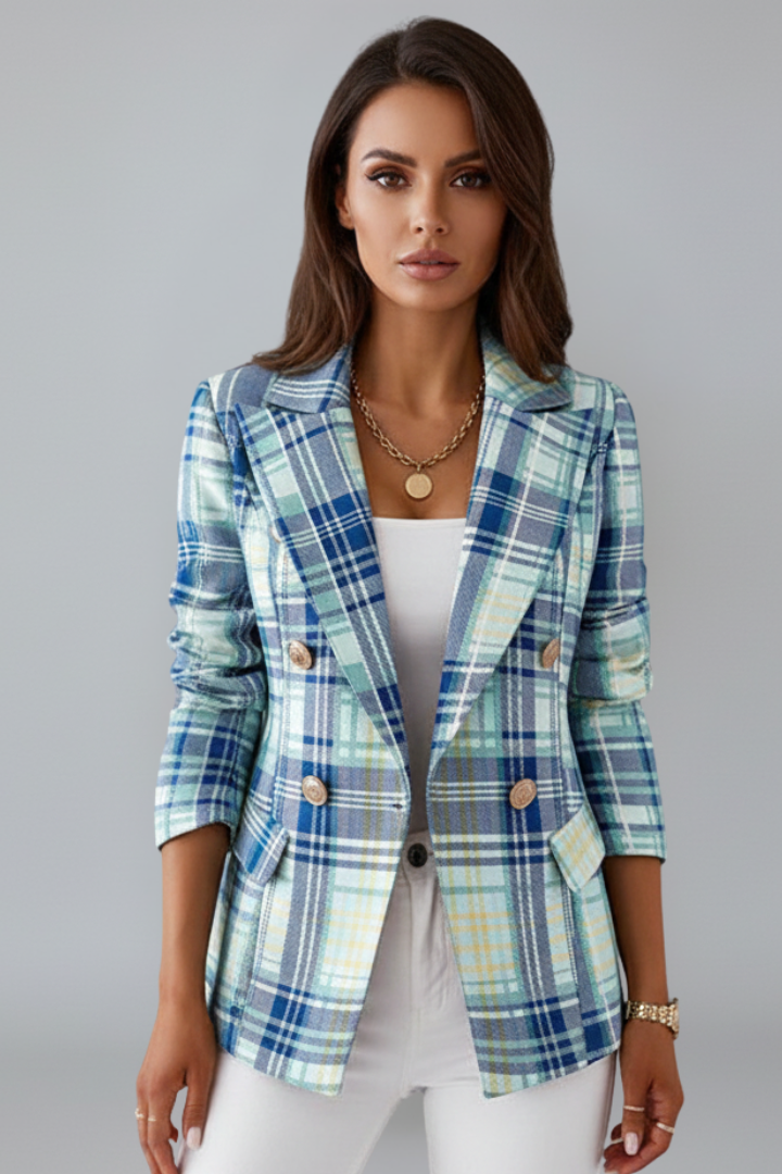 Women's Textured Blazer with Classic Lapels – Open Front Structured Jacket for Work & Events