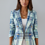 Women's Textured Blazer with Classic Lapels – Open Front Structured Jacket for Work & Events
