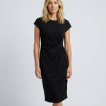 Women's Ruched Waist Midi Dress – Elegant Occasion, Work Function and Wedding Guest Dress