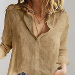 Women's Classic Button-Up Blouse with Pleat Details – Relaxed Fit Workwear Shirt