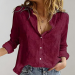 Women's Classic Button-Up Blouse with Pleat Details – Relaxed Fit Workwear Shirt