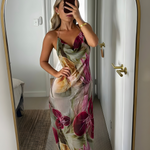 Women's Floral Cowl Neck Maxi Dress – Elegant Summer Wedding Guest & Occasion Dress