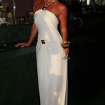 Women's Halter Neck Backless Maxi Dress with Metal Detail – Summer Occasion & Evening Dress