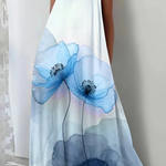 Women's Floral Print Sleeveless Maxi Dress – A-Line Summer Dress with Wide Straps
