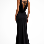 Women's Satin Cowl Neck Maxi Dress – Fitted Formal & Wedding Guest Dress