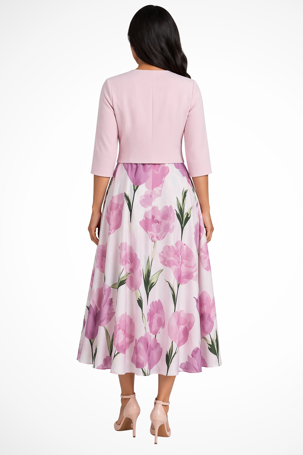 Women's Floral Maxi Dress & Cropped Jacket Two-Piece Set – Wedding Guest Outfit