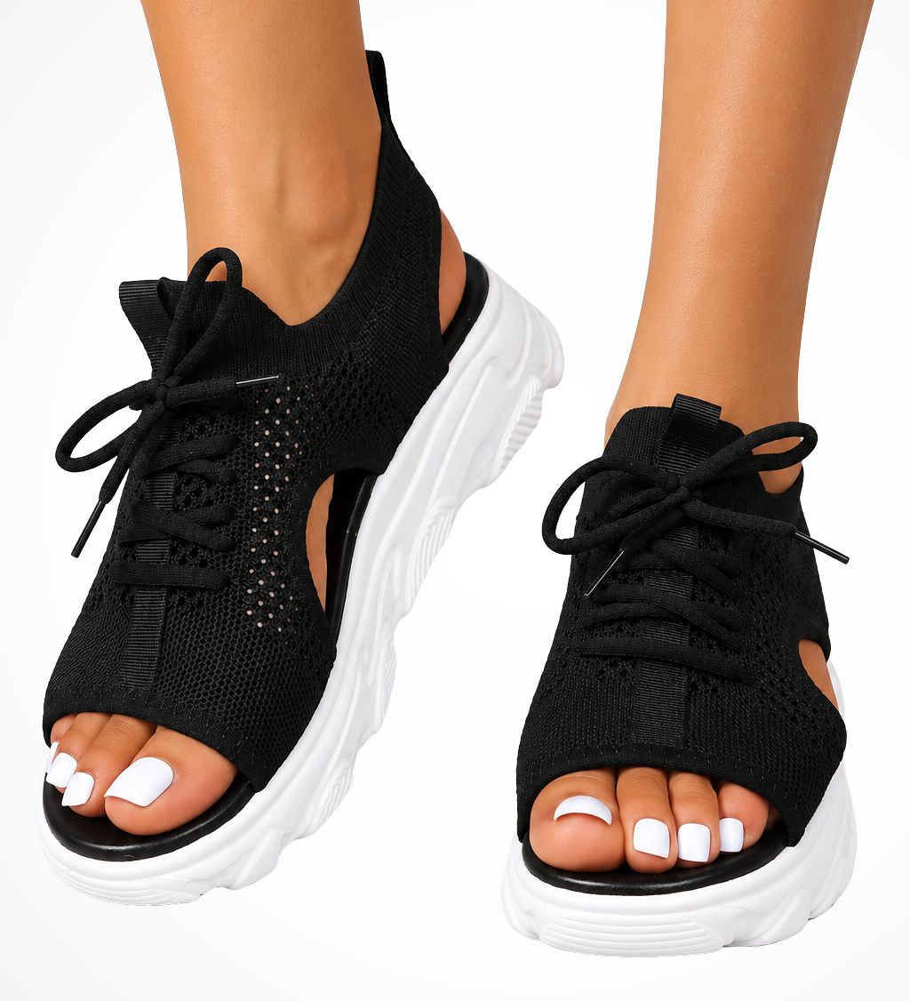 Women's Knit Lace-Up Sandals – Open Athletic-Style Summer Sandals for Casual Days