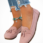 Women's Suede Tassel Loafers – Slip-On Flat Shoes for Work and Smart Casual Wear