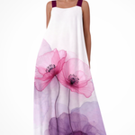 Women's Floral Print Sleeveless Maxi Dress – A-Line Summer Dress with Wide Straps