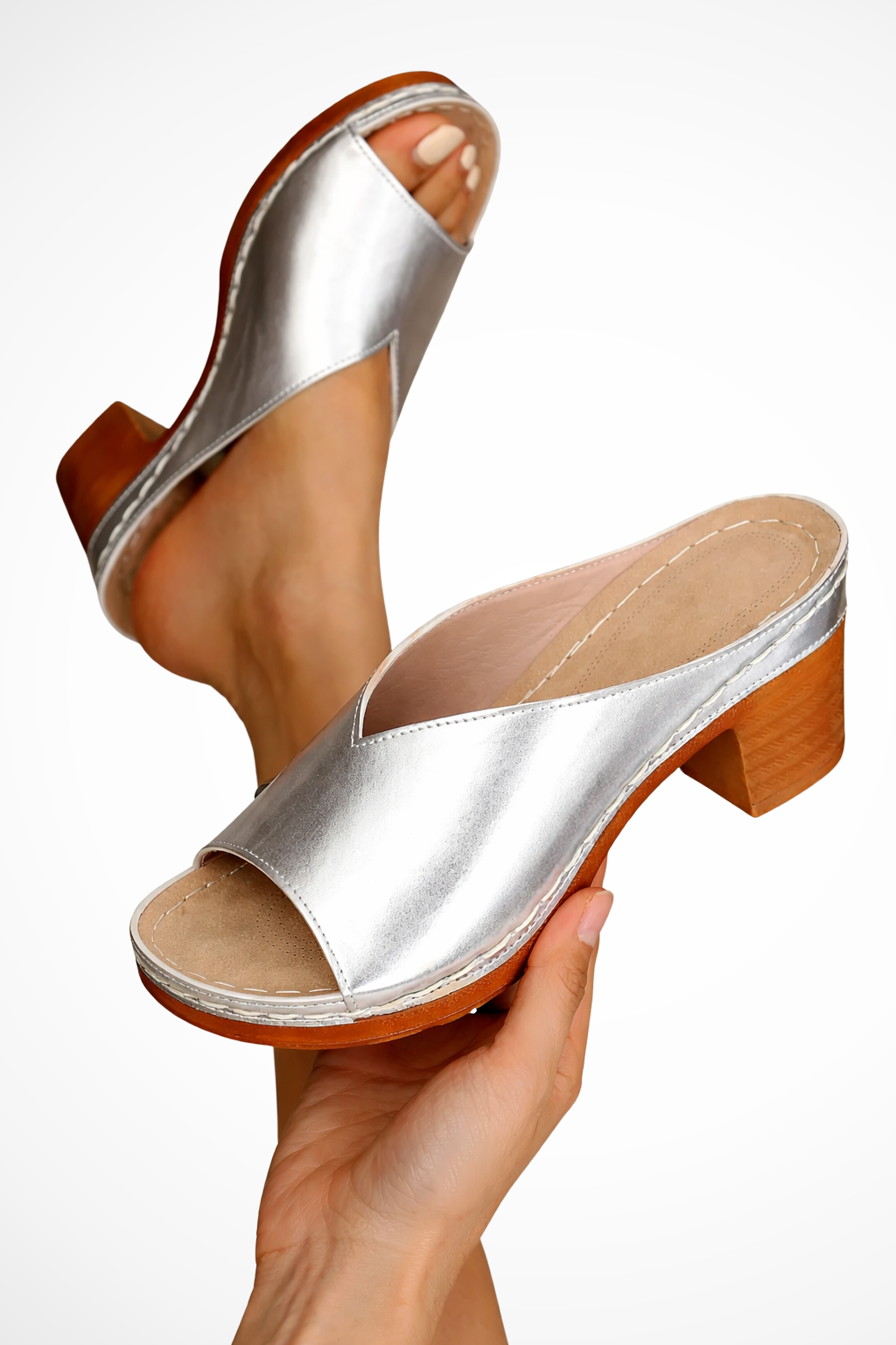 Women's Open-Toe Block Heel Mules with Platform Sole – Slip-On Heels for Occasions & Everyday