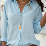 Women's Collared Long Sleeve Blouse – Loose Fit Classic Shirt for Work & Smart Casual
