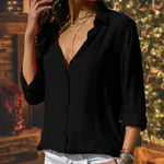 Women's Collared Long Sleeve Blouse – Loose Fit Classic Shirt for Work & Smart Casual