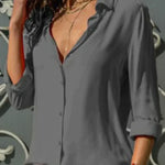 Women's Collared Long Sleeve Blouse – Loose Fit Classic Shirt for Work & Smart Casual