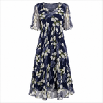 Women's Floral A-Line Midi Dress – Elegant Day Dress for Garden Parties & Weddings