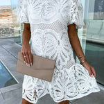 Women's Lace Mock-Neck Midi Dress – Elegant Occasion Dress for Weddings, Races & Celebrations