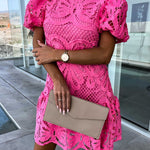Women's Lace Mock-Neck Midi Dress – Elegant Occasion Dress for Weddings, Races & Celebrations