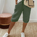 Women's Linen Capri Pants with Drawstring Waist and Pockets – Relaxed Summer Pants