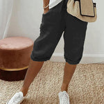Women's Linen Capri Pants with Drawstring Waist and Pockets – Relaxed Summer Pants
