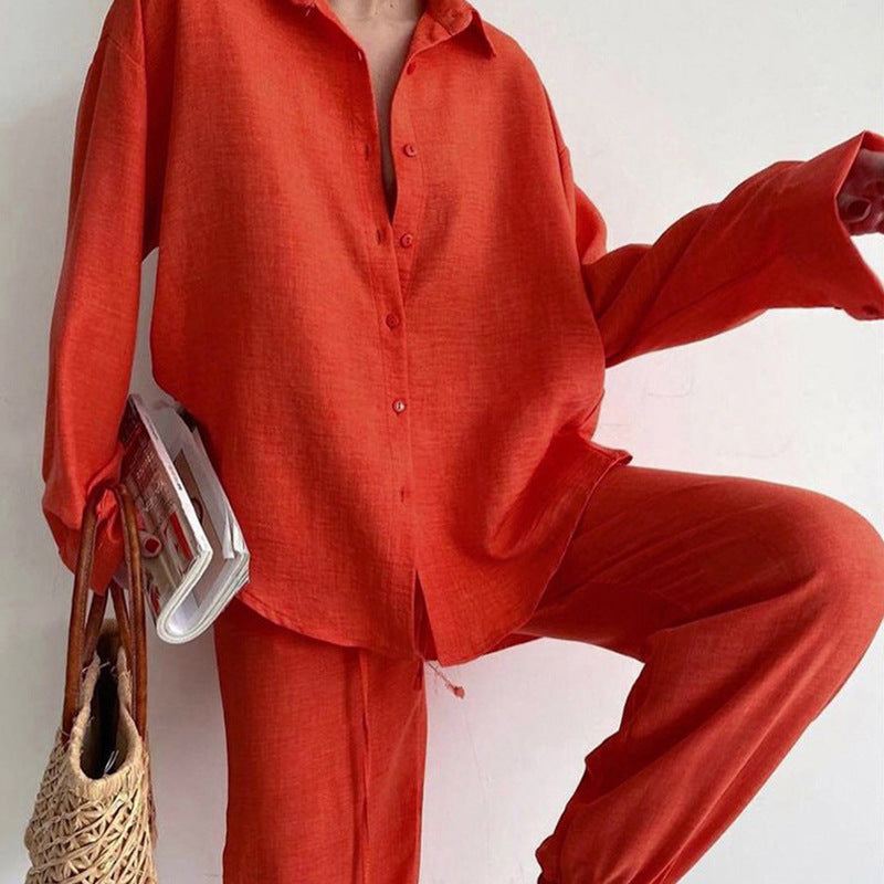 Women's Blouse & Wide Leg Pants Set – Lightweight Two-Piece Summer Co-ord