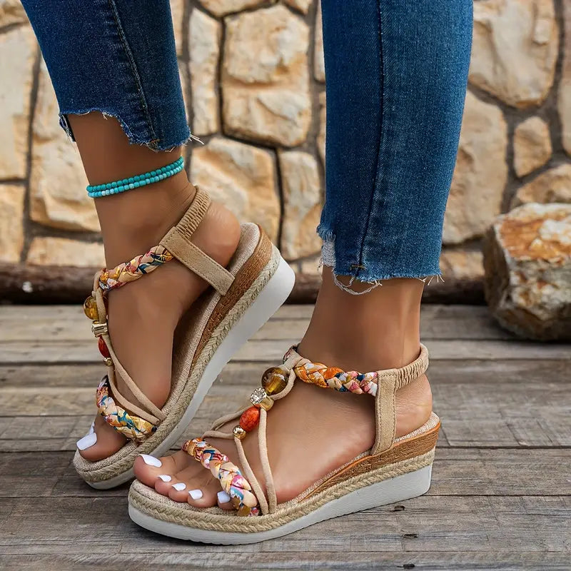 Women's Bohemian Beaded Sandals – Boho Summer Sandals for Beach, Holidays & Festivals
