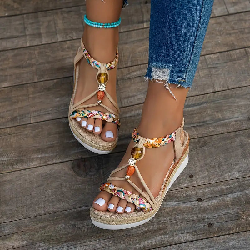 Women's Bohemian Beaded Sandals – Boho Summer Sandals for Beach, Holidays & Festivals