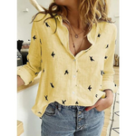 Women's Linen Blouse with Long Sleeves & Button Front – Relaxed Casual Shirt