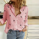 Women's Linen Blouse with Long Sleeves & Button Front – Relaxed Casual Shirt