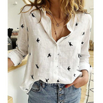 Women's Linen Blouse with Long Sleeves & Button Front – Relaxed Casual Shirt
