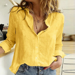 Women's Linen Blouse with Long Sleeves & Button Front – Relaxed Casual Shirt