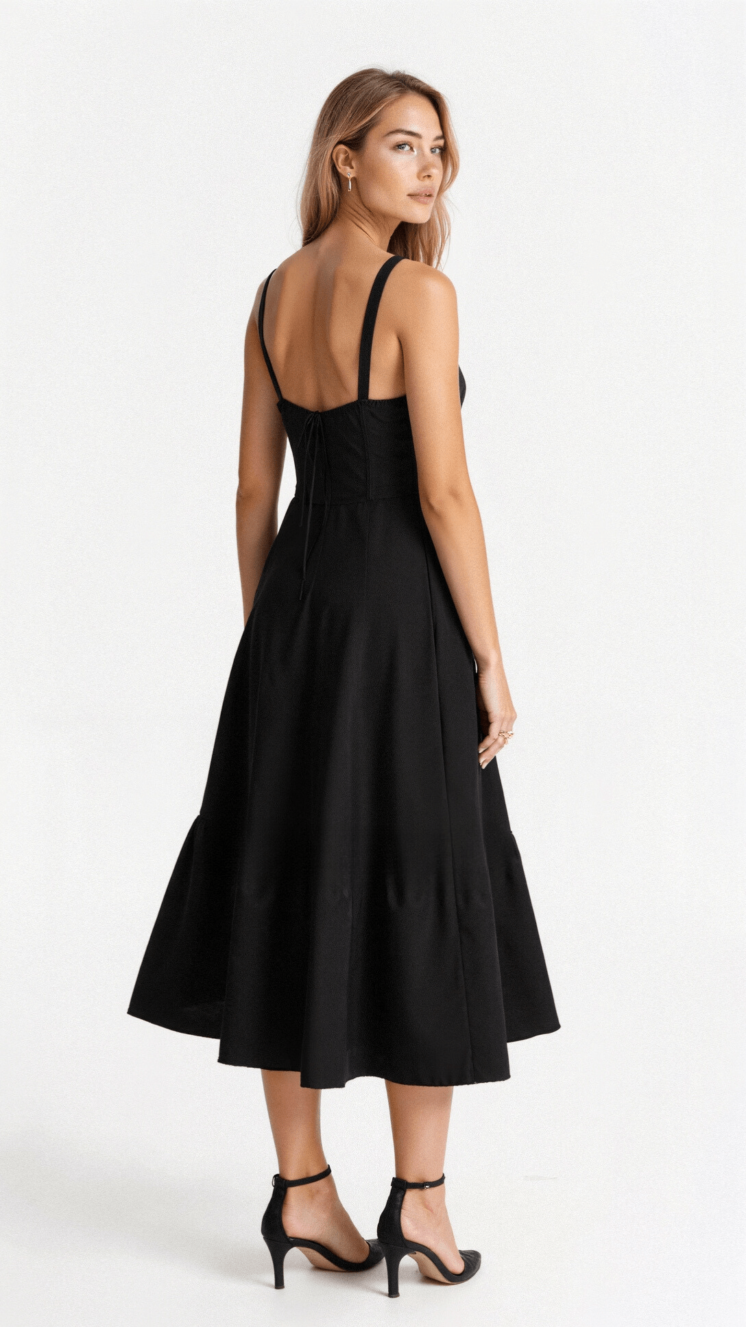 Women's Fitted Midi Dress with Sweetheart Neckline & Defined Waist – Summer Occasion Dress