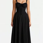 Women's Fitted Midi Dress with Sweetheart Neckline & Defined Waist – Summer Occasion Dress
