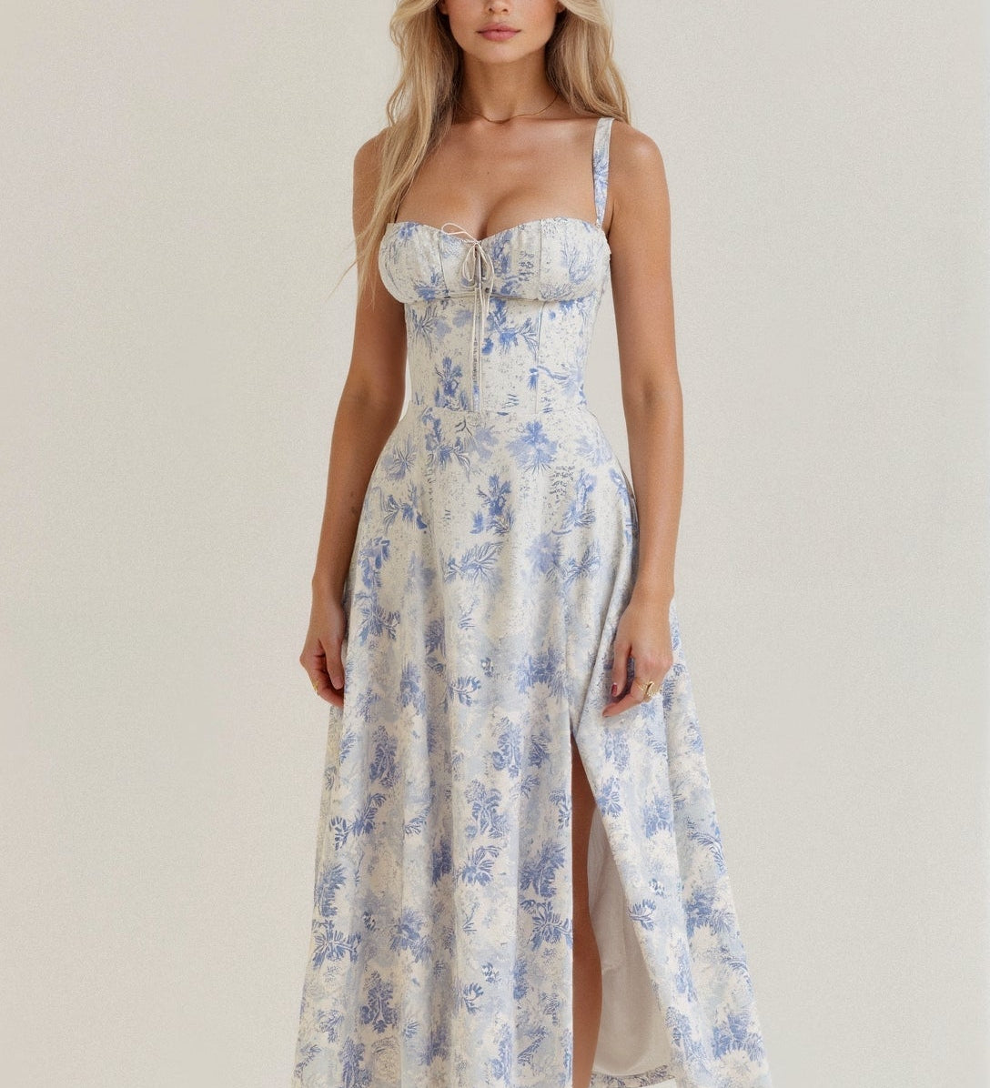 Women's Fitted Midi Dress with Sweetheart Neckline & Defined Waist – Summer Occasion Dress