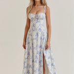Women's Fitted Midi Dress with Sweetheart Neckline & Defined Waist – Summer Occasion Dress