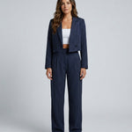 Women's Pinstripe Blazer & Wide Leg Pants Co-ord Set – Tailored Two-Piece Suit