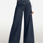 Women's High-Waist Wide-Leg Jeans – Relaxed Fit Full-Length Blue Denim for Everyday Wear