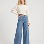 Women's High-Waist Wide-Leg Jeans – Relaxed Fit Full-Length Blue Denim for Everyday Wear