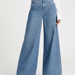 Women's High-Waist Wide-Leg Jeans – Relaxed Fit Full-Length Blue Denim for Everyday Wear