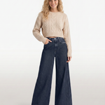 Women's High-Waist Wide-Leg Jeans – Relaxed Fit Full-Length Blue Denim for Everyday Wear