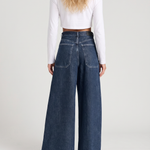 Women's High-Waist Wide-Leg Jeans – Relaxed Fit Full-Length Blue Denim for Everyday Wear