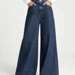 Women's High Waist Wide Leg Denim Jeans – Dark Blue Relaxed Fit Everyday Jeans